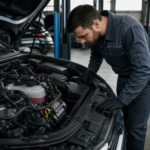 Auto sa otvorenom haubom u servisu zbog problema sa gubitkom rashladne tečnosti