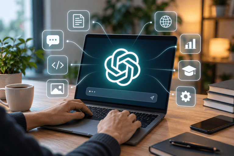 OpenAI ChatGPT na laptopu sa prikazom mogućnosti AI asistenta